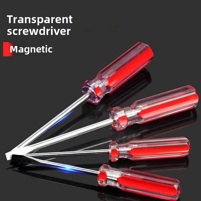 Novelty Shield Transparent Screwdriver Crystal Plastic Handle Small Beginner Flat Head Cross Screwdriver 3/5/6mm Taper