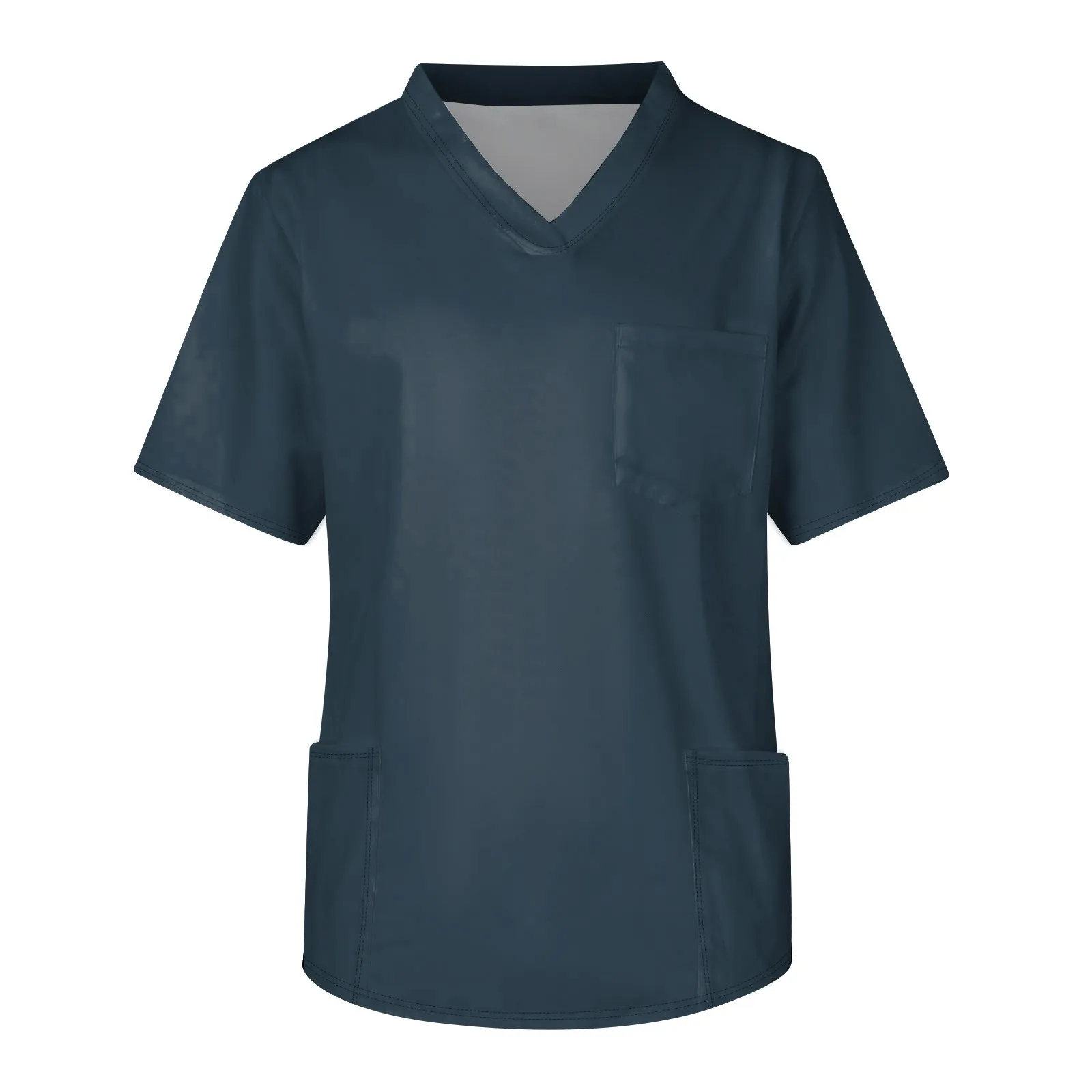 Verão esfrega superior uniforme de enfermagem cor sólida manga curta com decote em v trabalho de enfermagem camiseta com bolso hospital farmácia trabalho terno