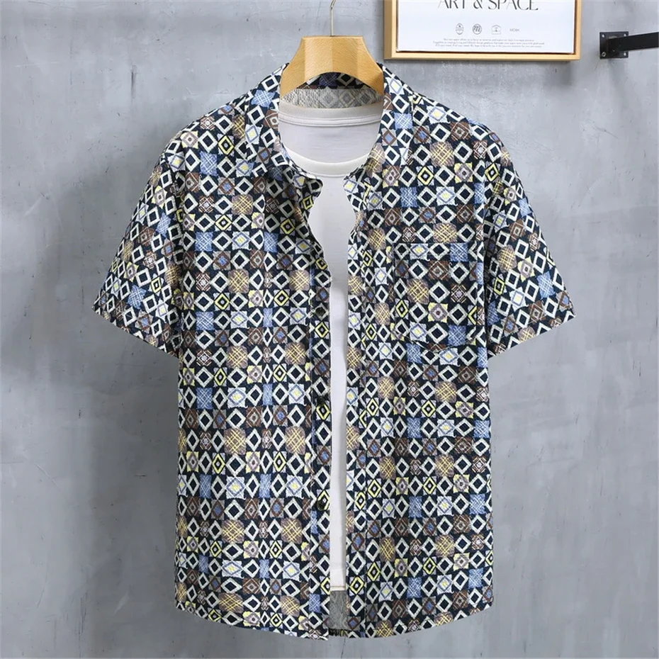 Men 10XL 11XL Plus Size Hawaiian Shirt Summer Short Sleeve Beach Shirt Fashion Casual Loose Big Size Male Tops