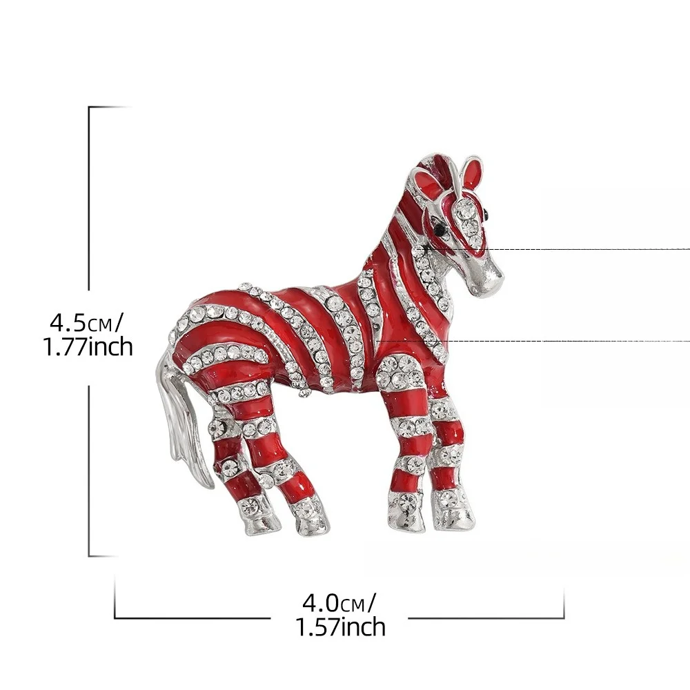 Gentlemen's Diamond Studded Three-dimensional Zebra Brooch Steed Animal Shaped Brooch Suit Coat Bag Pins Decoration