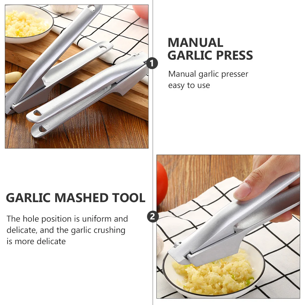 

1Pcs Aluminum Alloy Garlic Press Manual Crusher Kitchen Tool Easy Clean Silver Garlic Masher Puree Maker