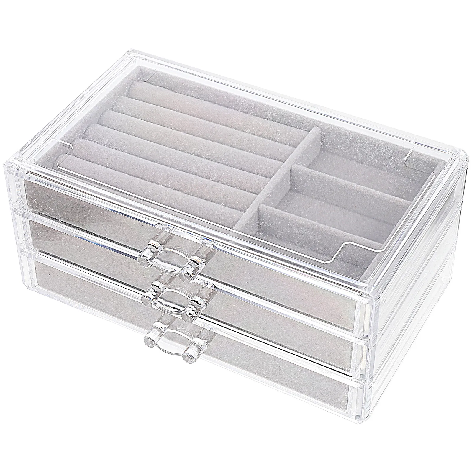 Storage Box Jewelry Display Drawer Desktop Organizer Plastic Lint Material Multi-Functional Sundries Organizer Large Capacity