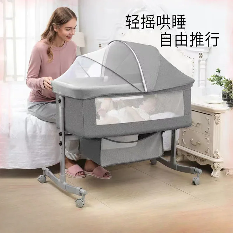 Foldable Baby Crib Portable Cradle Bedside Bed Mobile Baby Crib Sleeping Basket Bed Newborn Splicing Large Bed