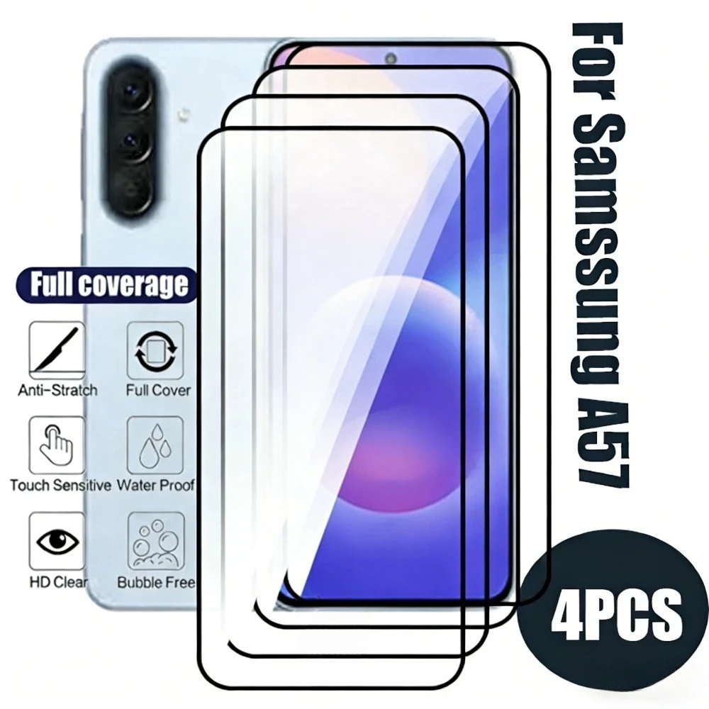 

4 шт. Защитное стекло Full Cover для Samsung Galaxy A16 A17 A26 A36 A37 A51 A56 A57 A55 A53 A52 A33, антицарапинное, для защиты экрана