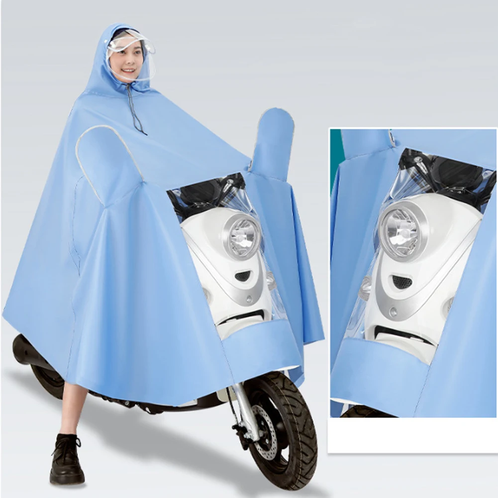 1PCS Rain Poncho Motorcycle Rain Suit With Transparent Brim Washable Reusable Men's Trench & Rain Coats For Electric Scooter