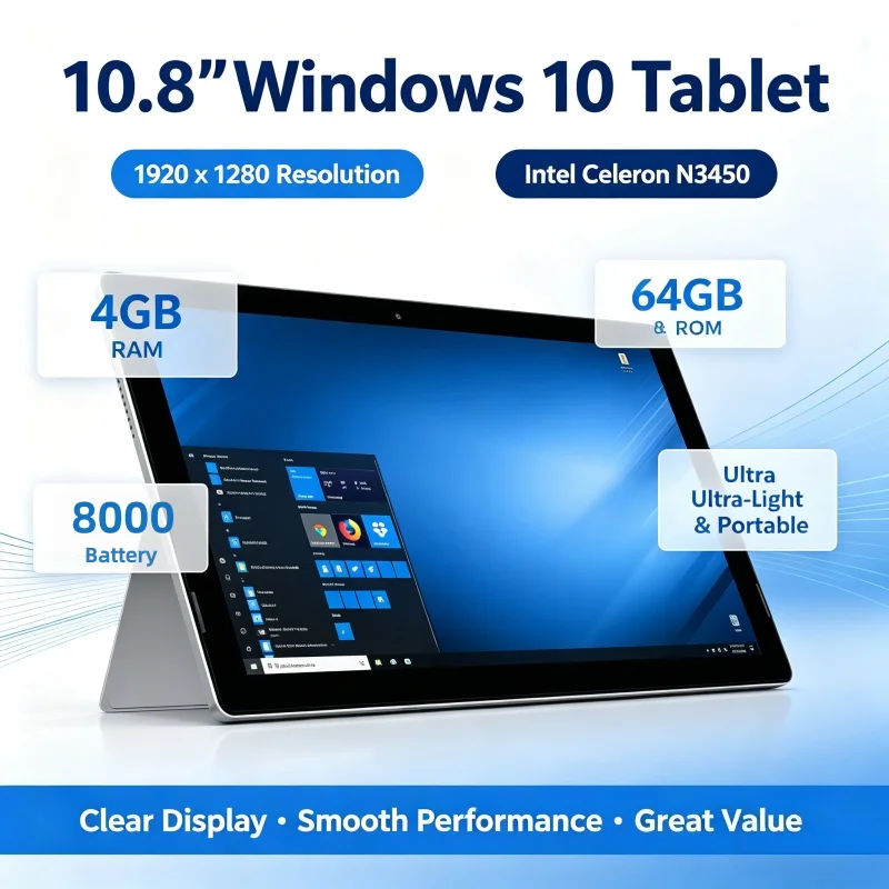 CWI540 Type-C 10.8 Inch Windows 10 Tablet 4GB RAM 64GB ROM Intel Celeron N3450 CPU 1920*1280 IPS 8000mAh 2*USB 3.0 Port