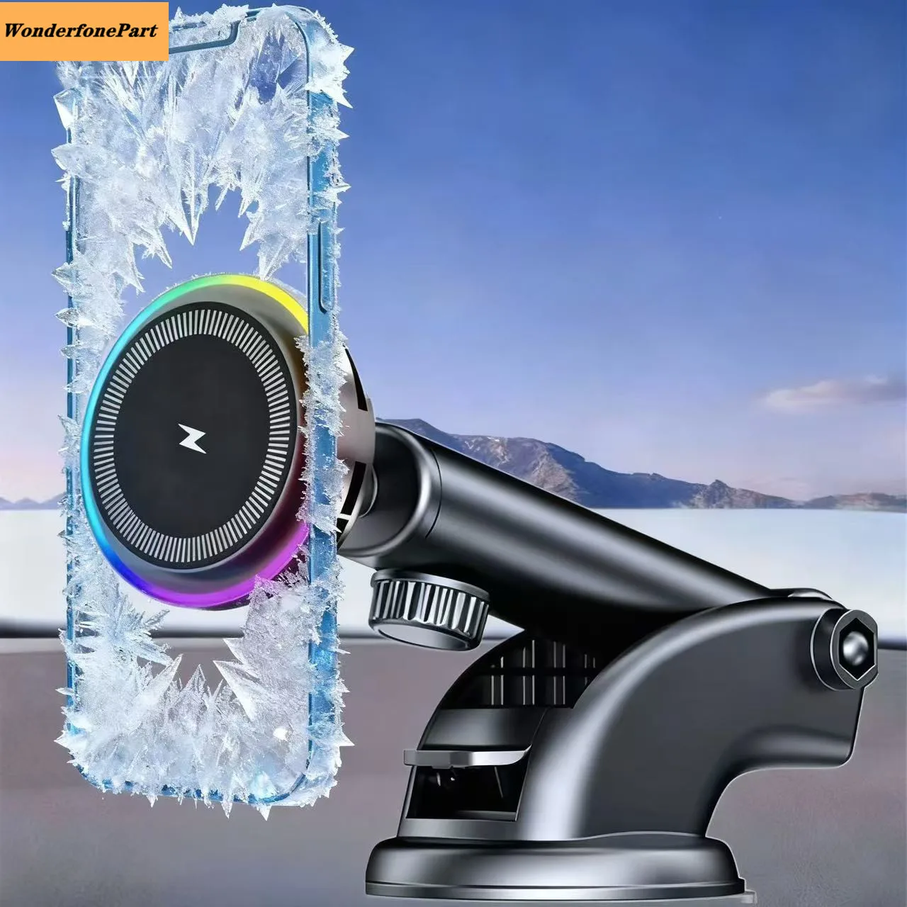 Magnetic Car Phone Holder Wireless Charger With Cooling Charging Stand Heat Resistant Maxsafe Cradle Induction Charger For iPhon