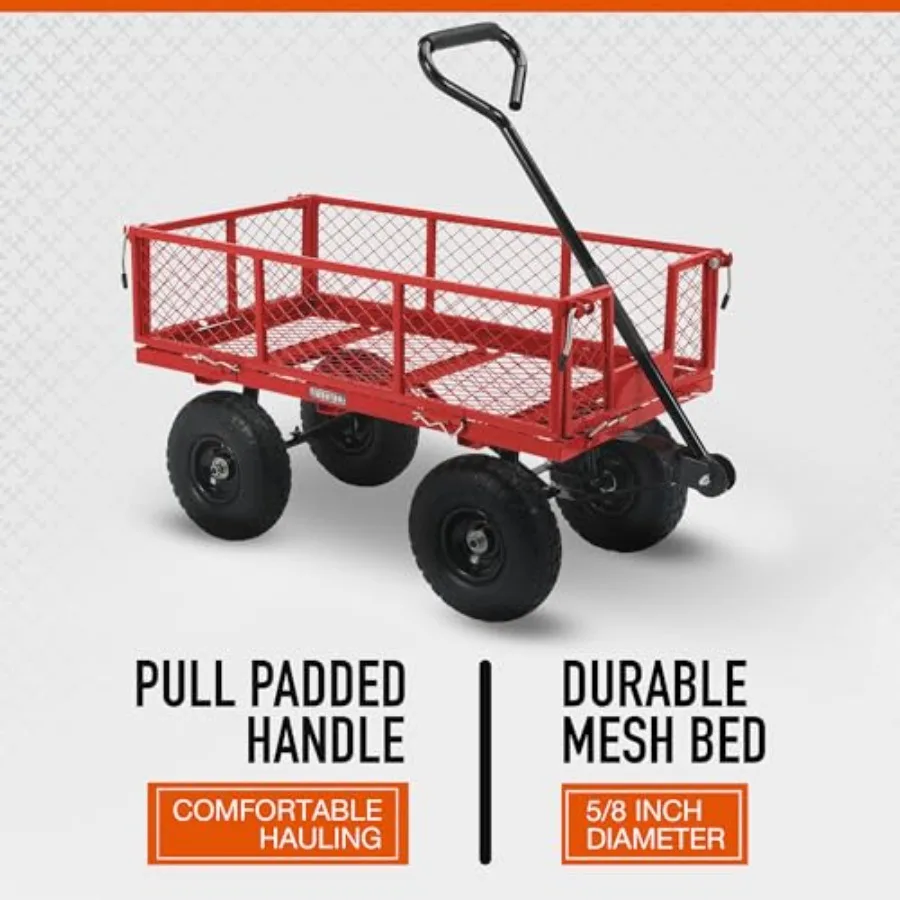 Steel Garden Cart, 400-Lb. Capacity, 38in.L x 18 1/2in.W x 21in.H