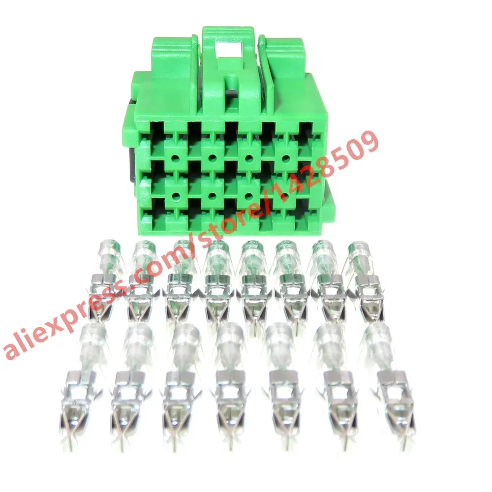 1 Set 15 Pin Auto Parts 1-967623-2 Green Automobile Wire Harness Socket Car Plastic Housing Unsealed Connector