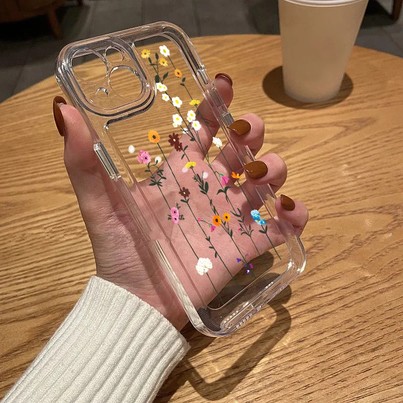 Cute Flower Case For iPhone 17 Pro Max Fundas iPhone 16 15 14 13 12 11 Pro Max 17Pro 16Pro 17Promax Clear Shockproof Soft Cover