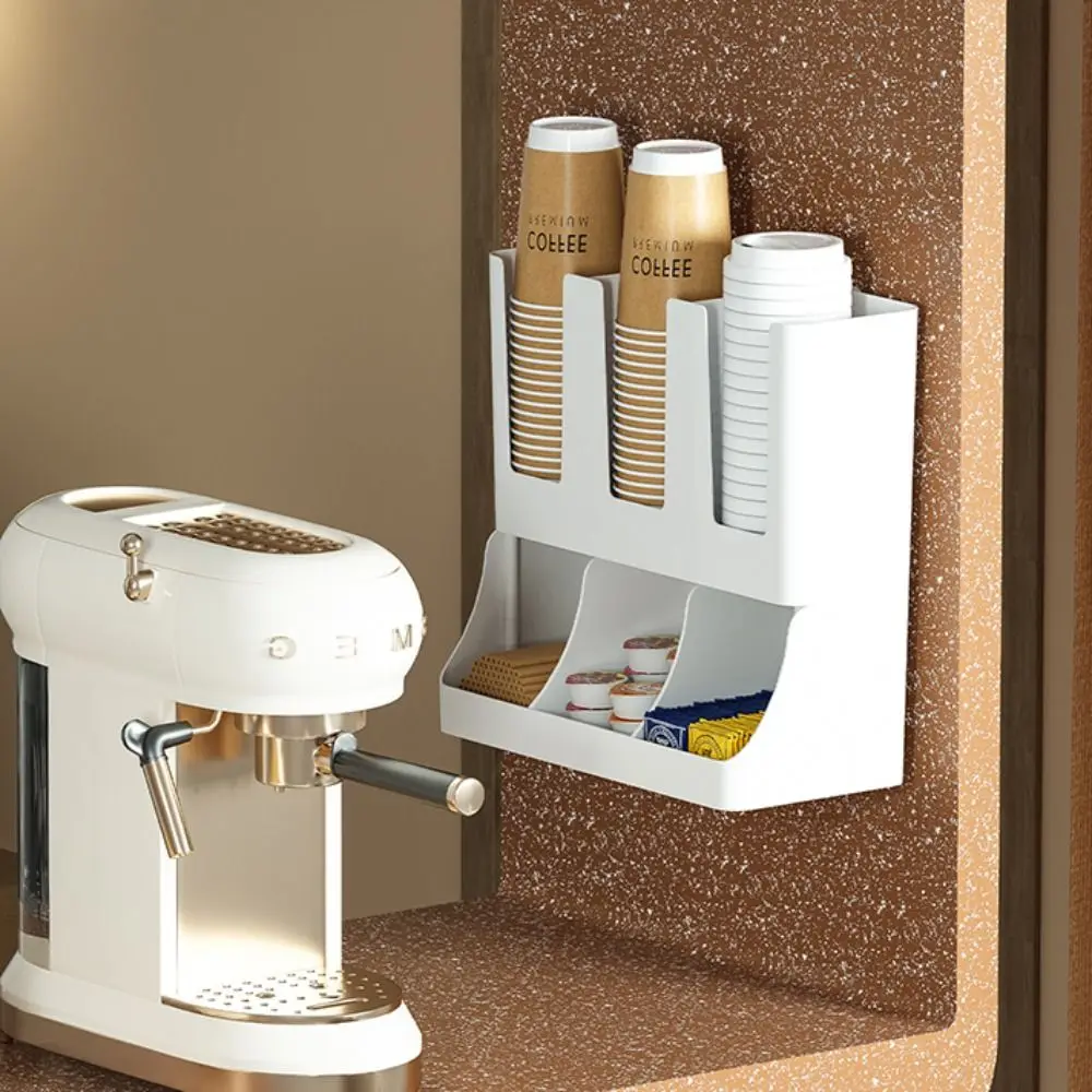 

6 Compartments Upright Paper Cup Dispenser Space Saving Multi-Functional Cup Organizer Rack Stackable Stable Bar Cup Storage