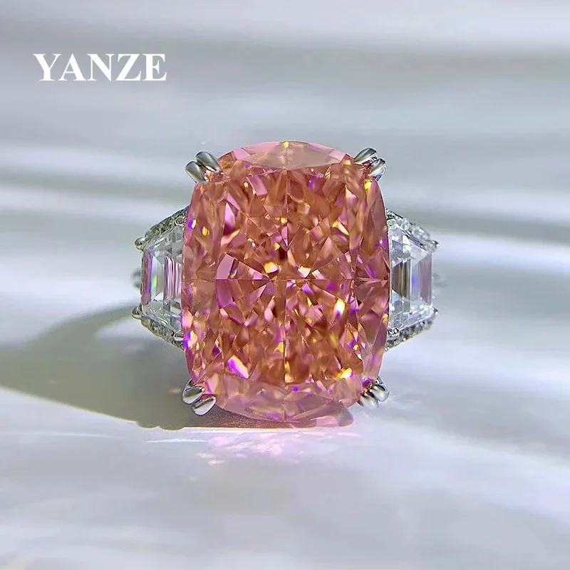 YANZE 100% S925 Silver High Carbon Diamond Ring 11 * 15mm Luxury European and American Style Boutique Party Jewelry Ring