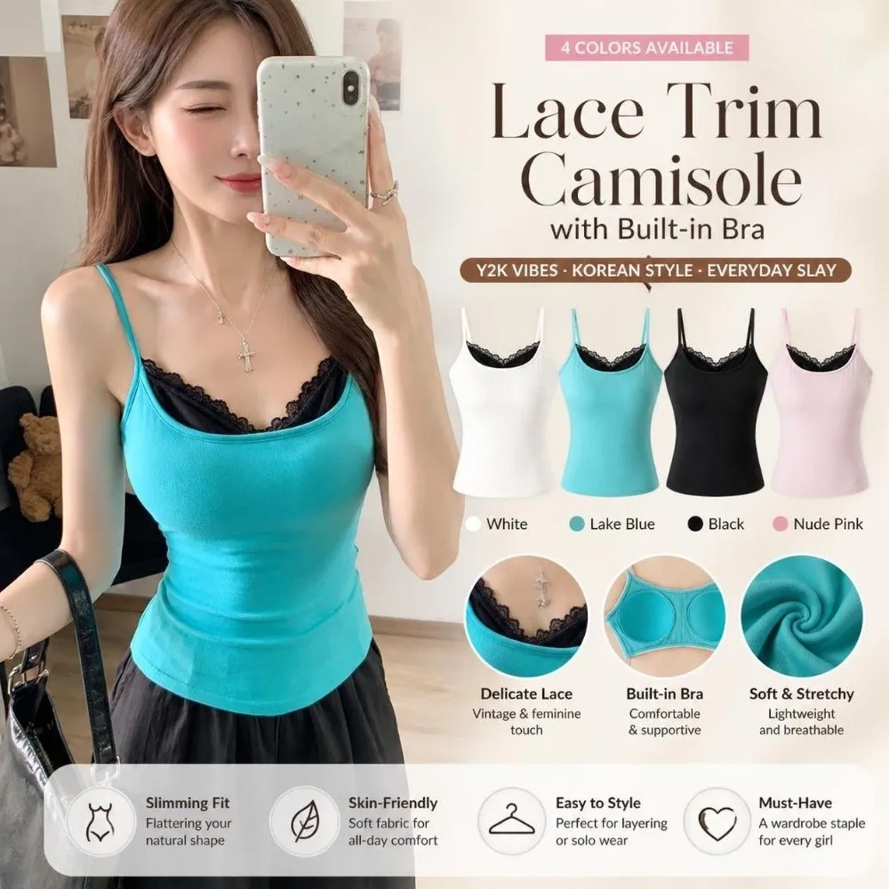 New V-neck Sleeveless Tank Top Lace Inlay Sleeveless Women's Crop Top Slimming Effect Slim Fit Top For Women's Summer Fashion