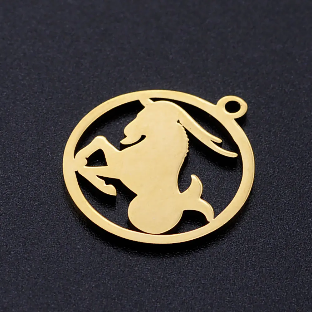 10 Pieces/lot 316 Stainless Steel 12 Constellation Zodiac Signs Earring Charm Wholesale Aries Gemini Pendants DIY Jewelry Charms
