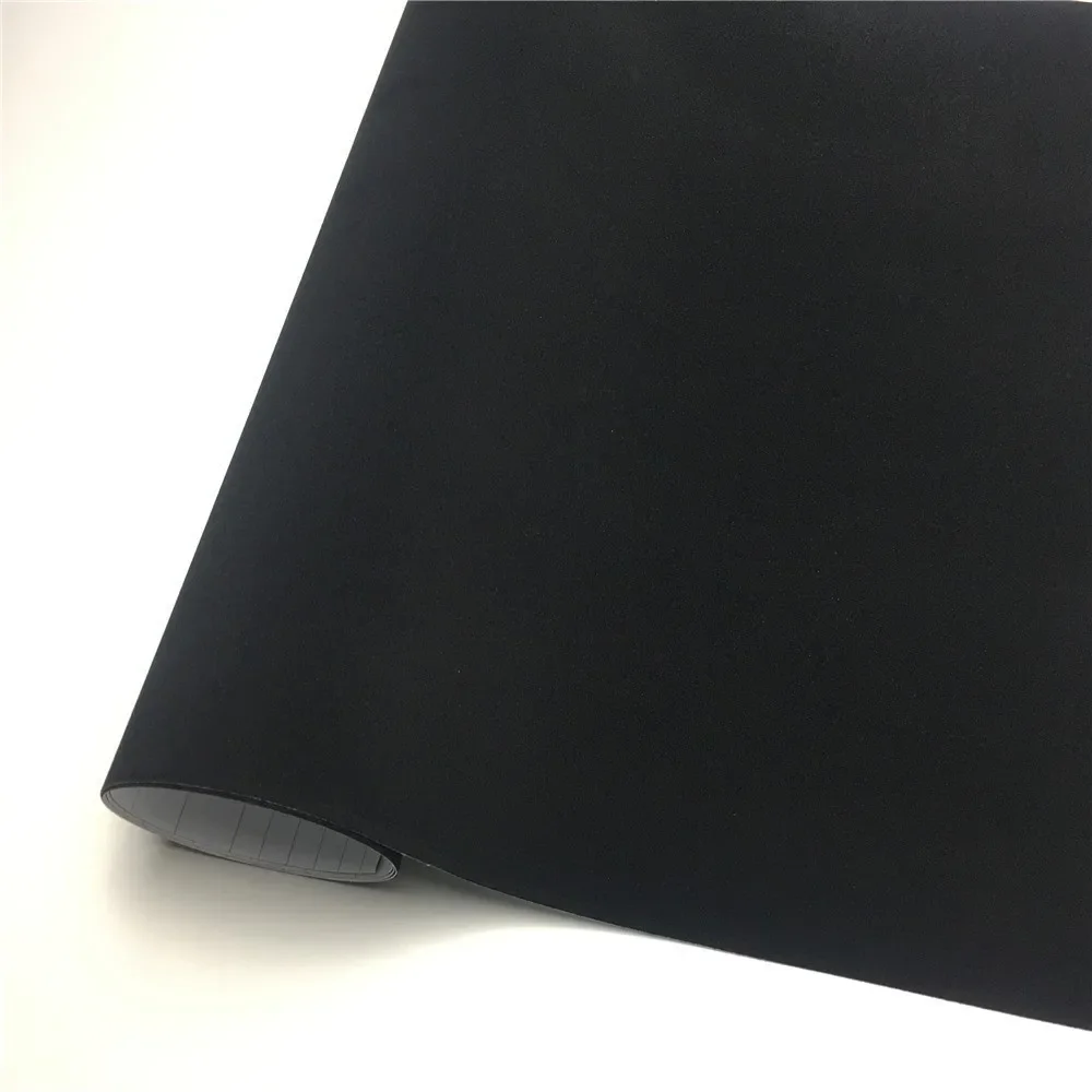 Black Velvet Vinyl Car Wrap Film Suede Wrapping Sticker Bubble Free For Car Interior Decal Console Computer Skin