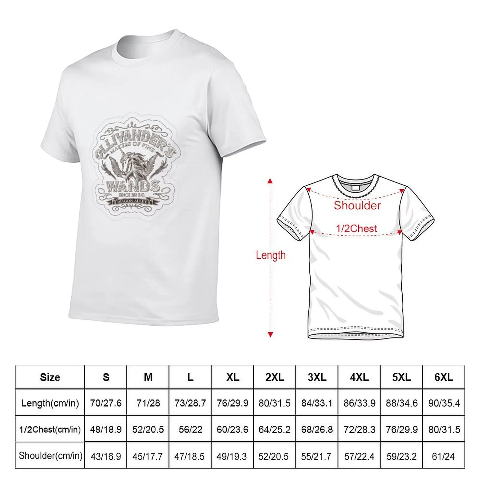 wand ollivander shop hp logo T-Shirt cotton graphic tees sublime mens graphic t-shirts funny