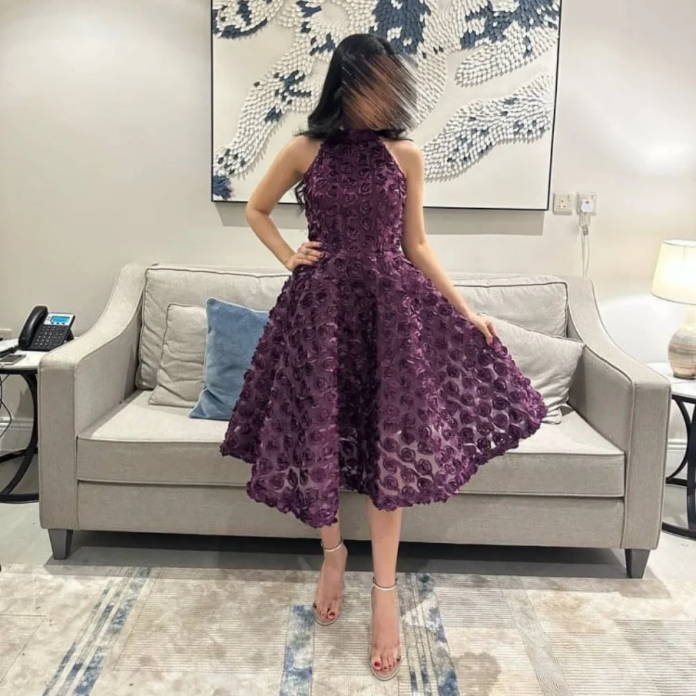 Robe de soirée sirène personnalisée, magnifique Robe de bal en Tulle, avec des appliques de fleurs, pour occasions formelles, col licou, Robe de soirée