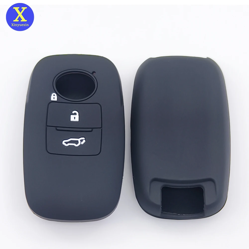 Xinyuexin capa de chave de silicone para daihatsu, para toyota yaris cross ativ raize, 3 botões, chave remota inteligente, acessórios para carro