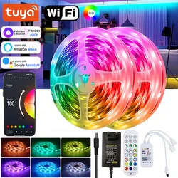 Strisce luminose a LED Rgb 5050 Sincronizzazione musicale Luci a LED Rgb Striscia Tuya Wifi Luce a nastro a LED Controllo intelligente Luci natalizie Decorazione 30M