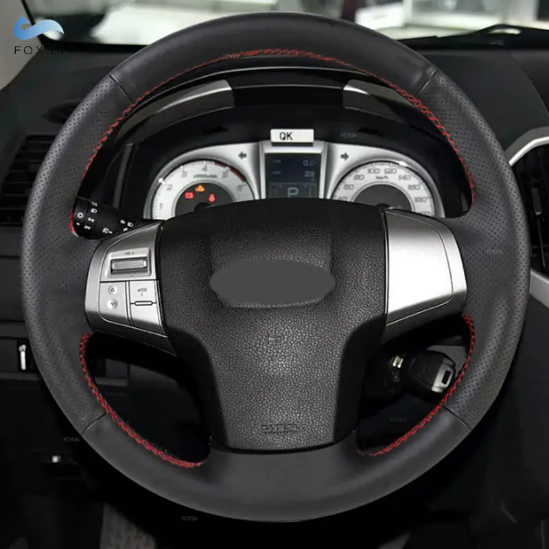 

For Isuzu D-Max MU-X 2013-2020 Holden Colorado AU 2012-2019 Car Steering Wheel Cover Perforated Leather w/ Line Bar Accessories