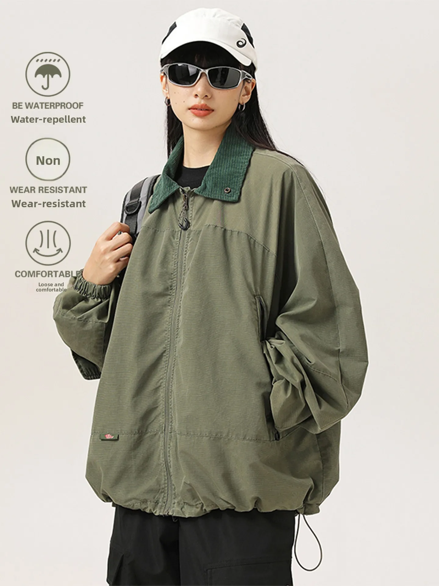 

Retro American Tee-Proof Outdoor Waterproof Workwear Jaet ex Loose Fit Casual Versatile Outerwear Top for Youth