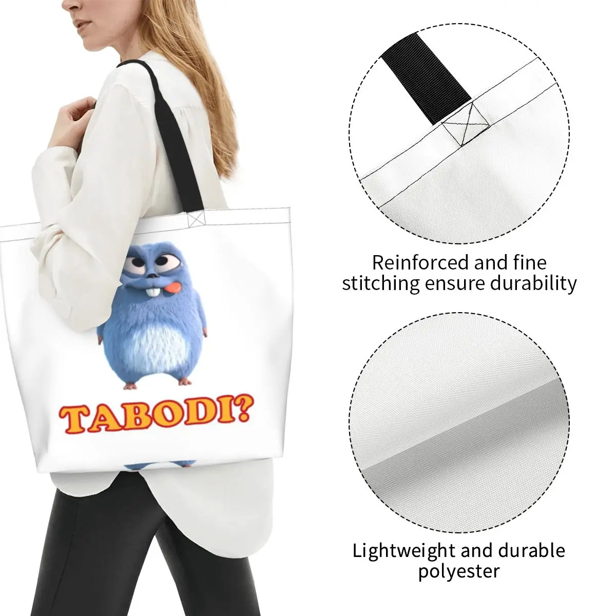 Grizzy And The Lemmings Happy Solo Alone Hungry Delicious Shopping Tote Bag Canvas Shoulder Bags Shopper Grocery Handbag