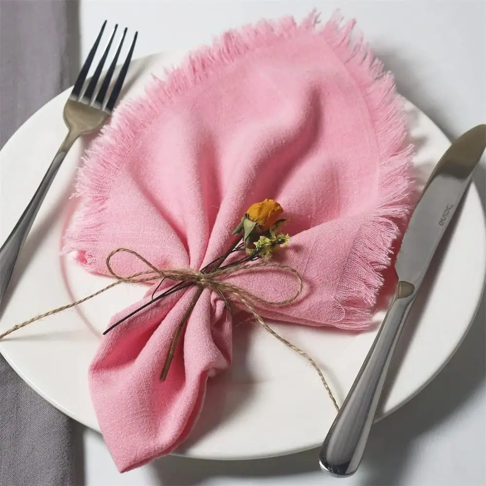 

Party Supply Table Decoration Linen Napkin Reusable Vintage Cotton Napkin Soft Solid Color Placemats Home