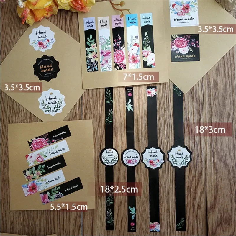 DIY Multifunction Seal Sticker Presente, obrigado rótulo, feito à mão, quadrado, só para você flor, 80pcs por lote