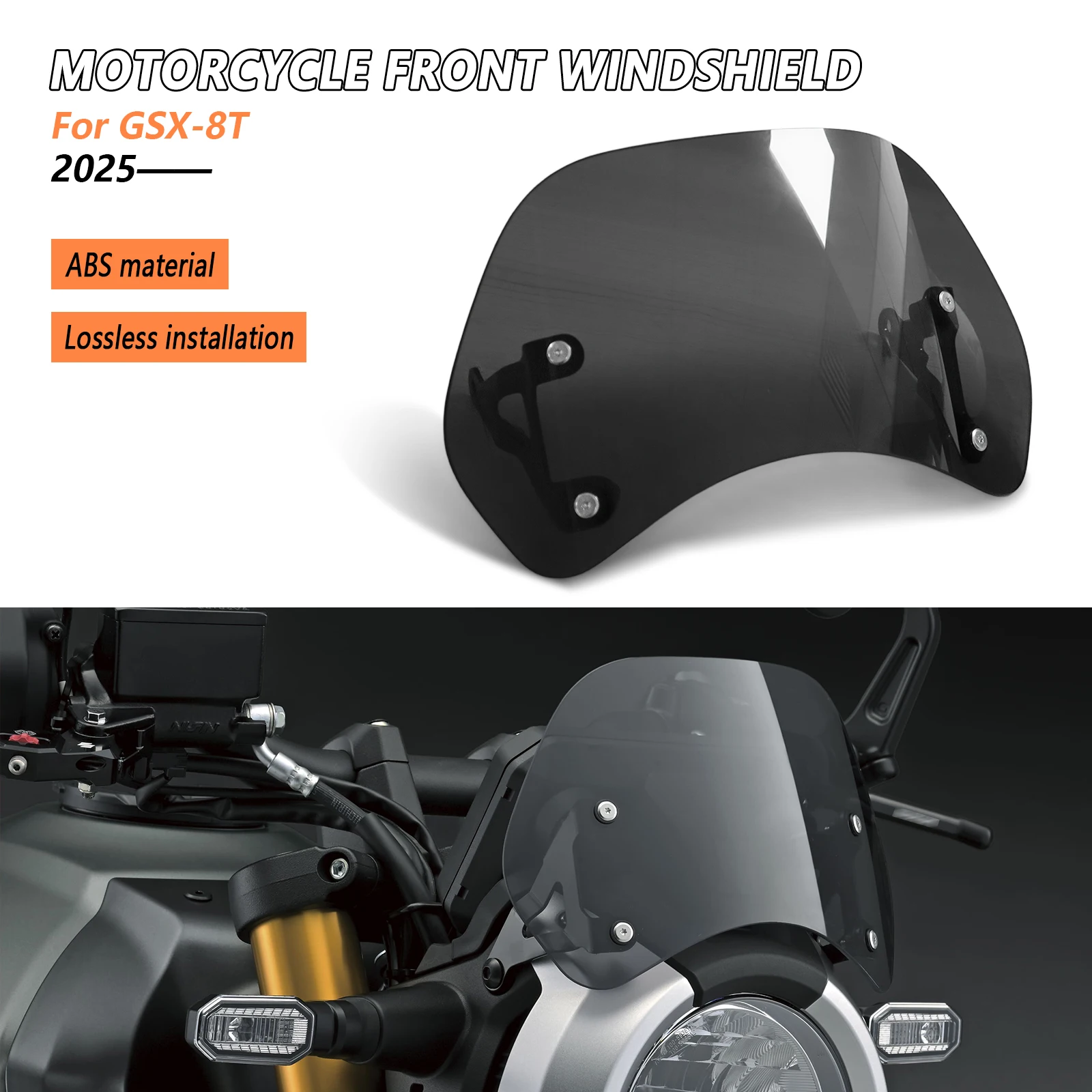 

For GSX-8T GSX 8T gsx8t 2025- Meter Visor Motorcycle Windscreen Round Headlights Wind Deflector Windshield New Accessories