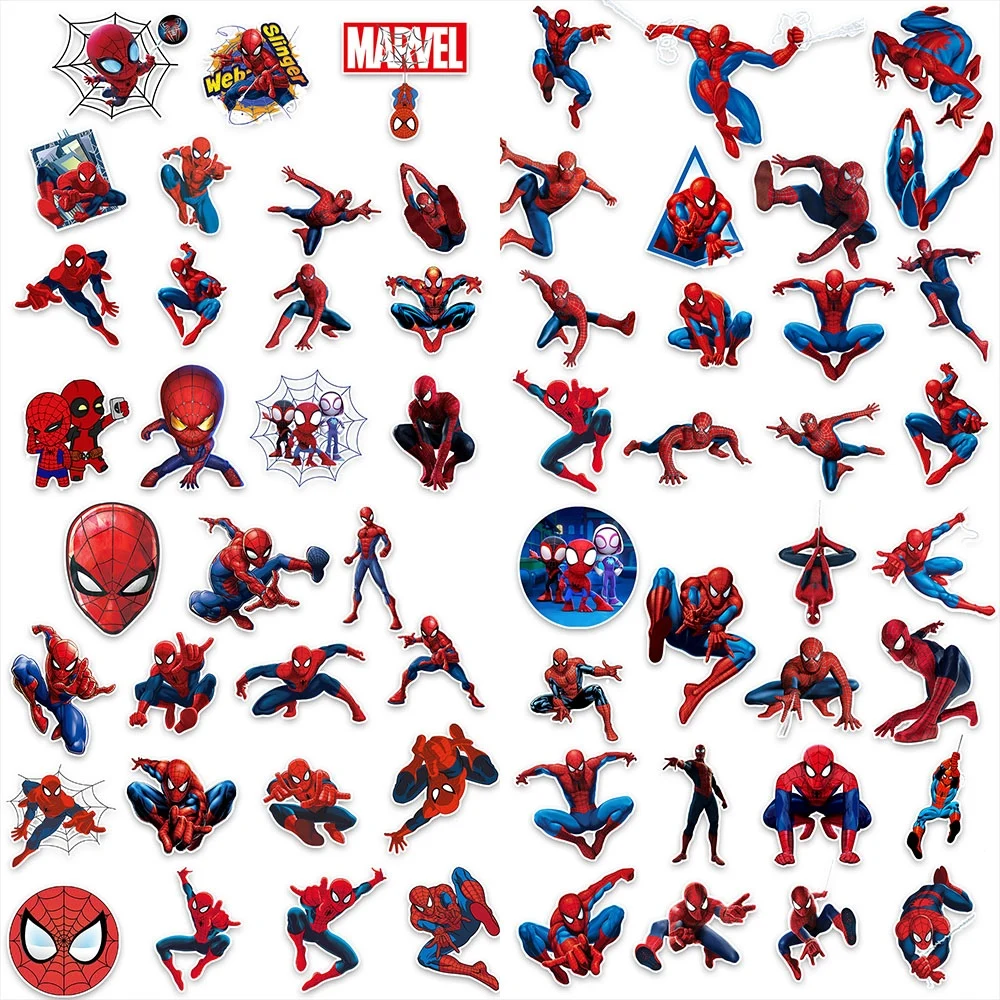 60 قطعة من ملصقات الرسوم المتحركة لفيلم الرسوم المتحركة Spider Man PVC لوح التزلج والقرطاسية والكمبيوتر المحمول ملصق تزيين ذاتي الصنع هدية العيد