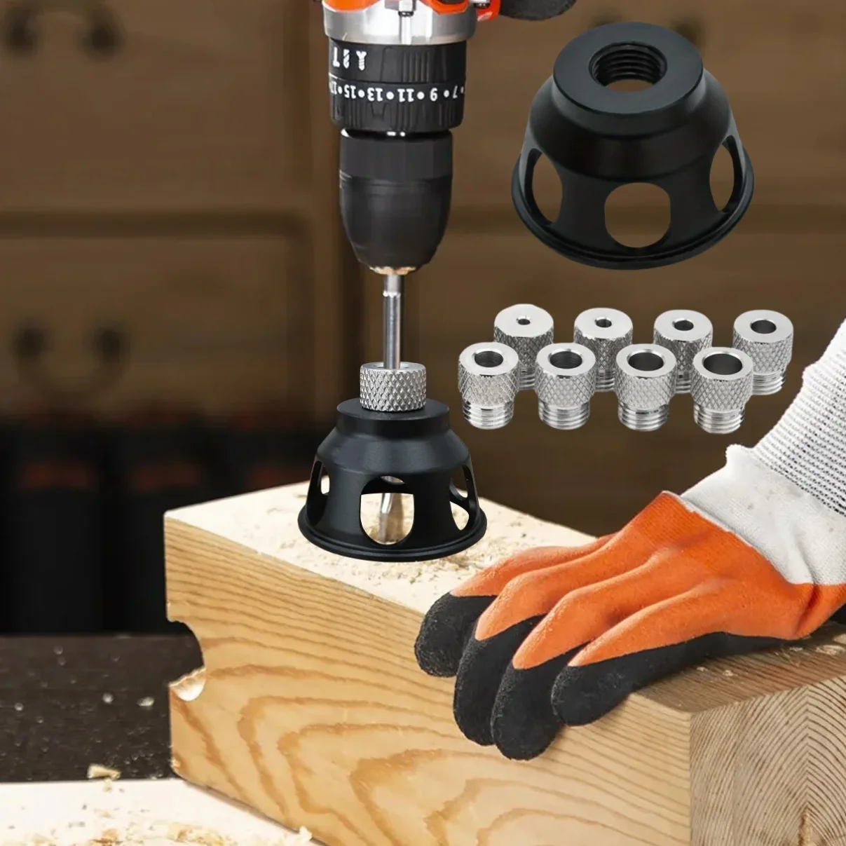 

Replaceable Vertical Drill Guide Doweling Jig Kit Drill Positioning Aluminum Alloy Pocket Hole Jig Straight Angle Guide Locator