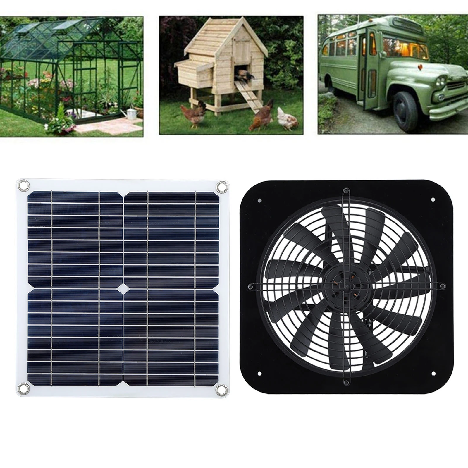 100W 12V Solar Panel Powered Fan Ventilator Solar Exhaust Fan for Pet Dog Chicken House RV Roof