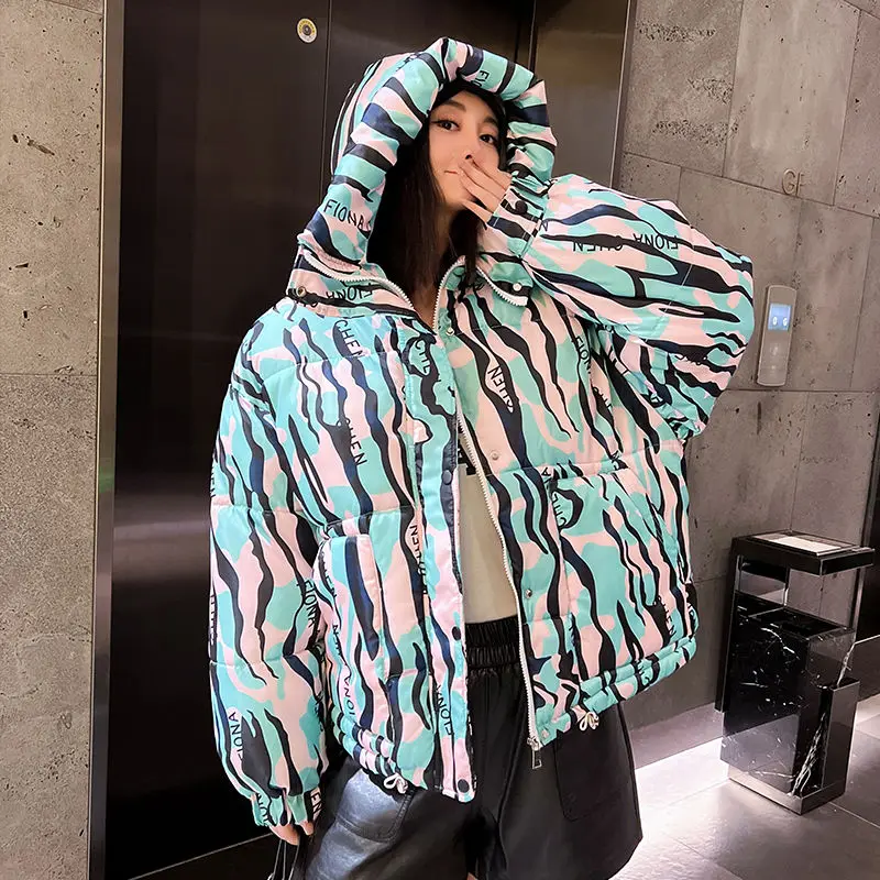

Winter Coat Women 2025 Fashion Slim Down Cotton Hooded Jacket Plus Size Casual Solid Warm Thick Outwear Parka