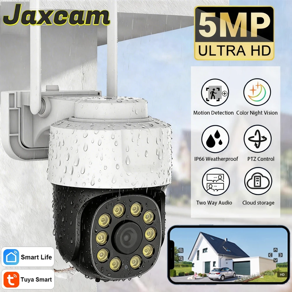 Tuya Smart 5MP HD IP PTZ Camera Outdoor Home Security Auto Tracking Human Detection Camera WIFI CCTV Surveillance Camera