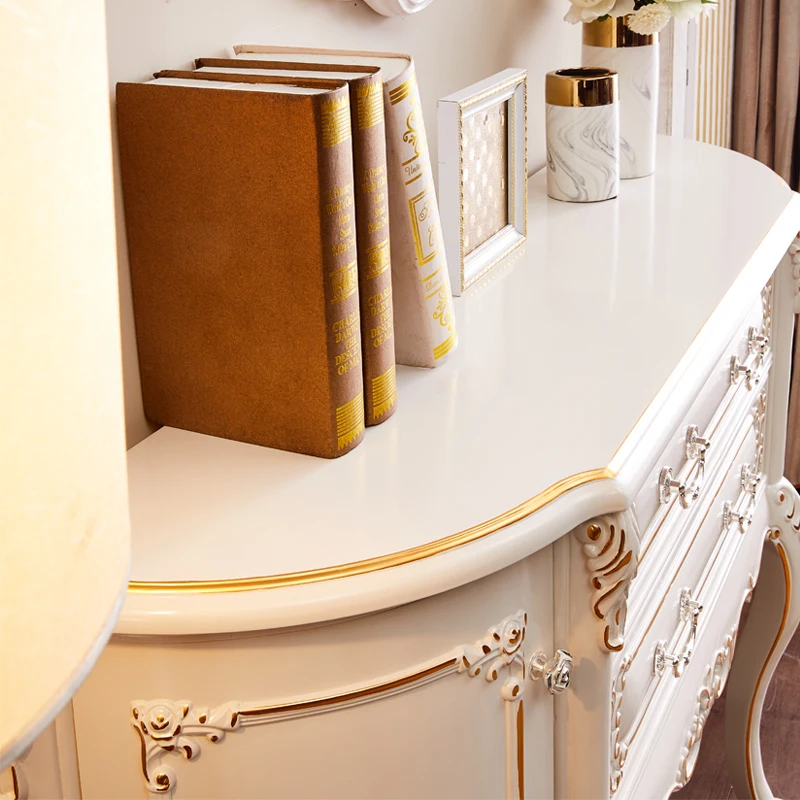 European-style entrance cabinet French solid wood entrance table entry American high-end luxury semi-round table wall storage de