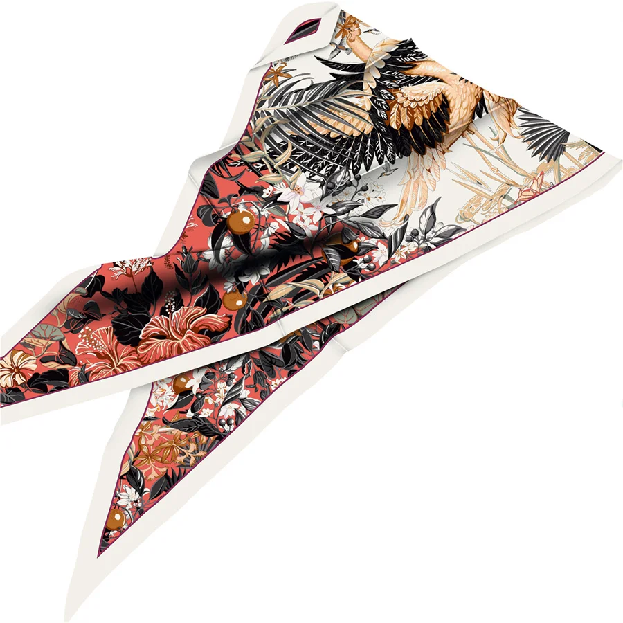 Diamond Scarf Foreast Birds Print Brand Silk Scarves Wraps Women Luxury Bandana Headband Lady Hijabs Foulards Neckerchief Shawls