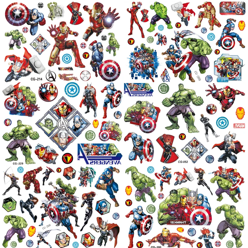 New Marvel Superhero Child Sticker Pack Water Transfer Paste Kindergarten Reward Paste Painting Fashion Cute Small Sticker