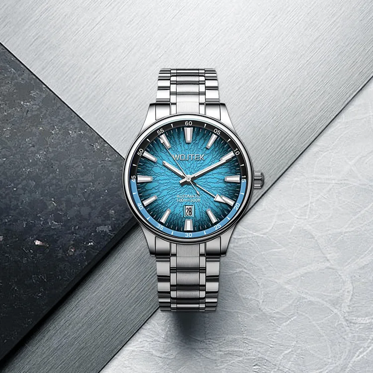 Automatic Mechanical Watch for Men 42mm Diameter Alloy Case with 15mm Thickness Mineral Crystal Calendar and Luminous Function