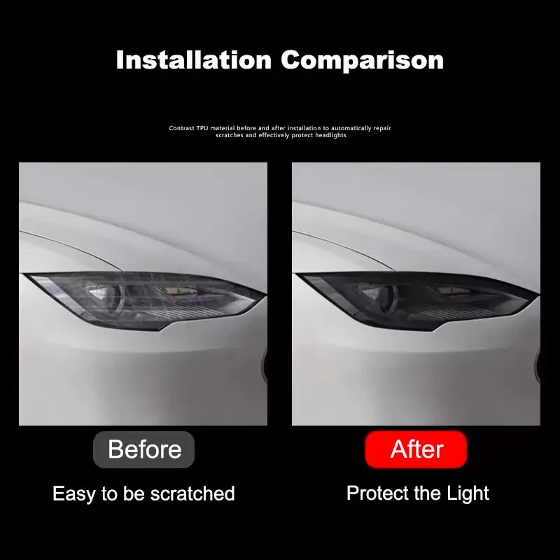Für Tesla Model S X 2015–2026 Scheinwerfer TPU-Schutzfolie Schwarz Getönte Anpassungsfolie Scheinwerfer TPU-Aufkleber – Detail 2