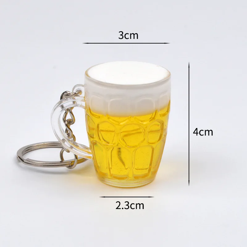 New Simulation Beer mug keychain Men And Women Couple Key Chain Bag Pendant