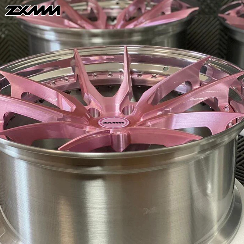 

Pink and Silver Color Match Direct Selling Double 3 Spokes 16 17 18 20 Inch Black Aluminum Alloy Casting Car Wheels