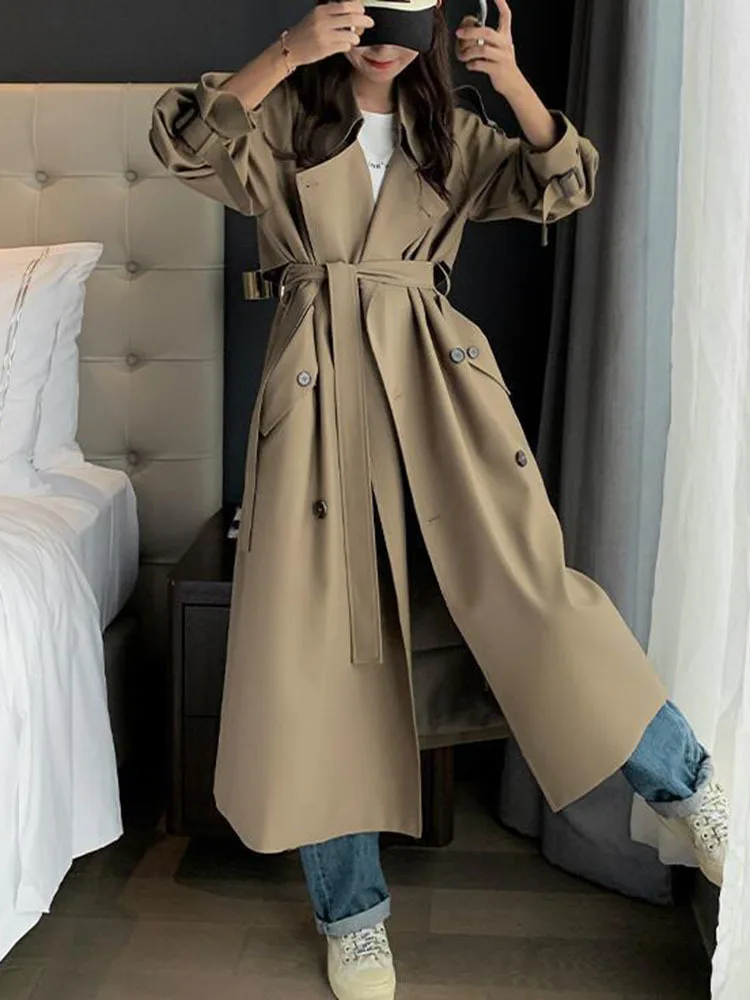 Bzvw feminino temperamento rendas cintura irregular volta design blusão casaco 2025 outono nova moda tendência trench jaqueta feminina