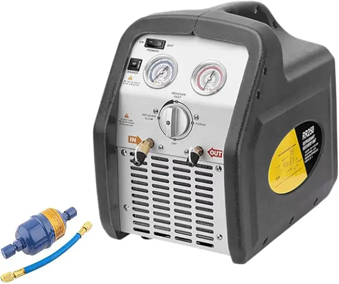 RR250 Refrigerant Recovery Machine 3/4HP Single Cylinder - Portable Refrigerant Recycling Unit 110V 60HZ AC Repair Tool with Gas