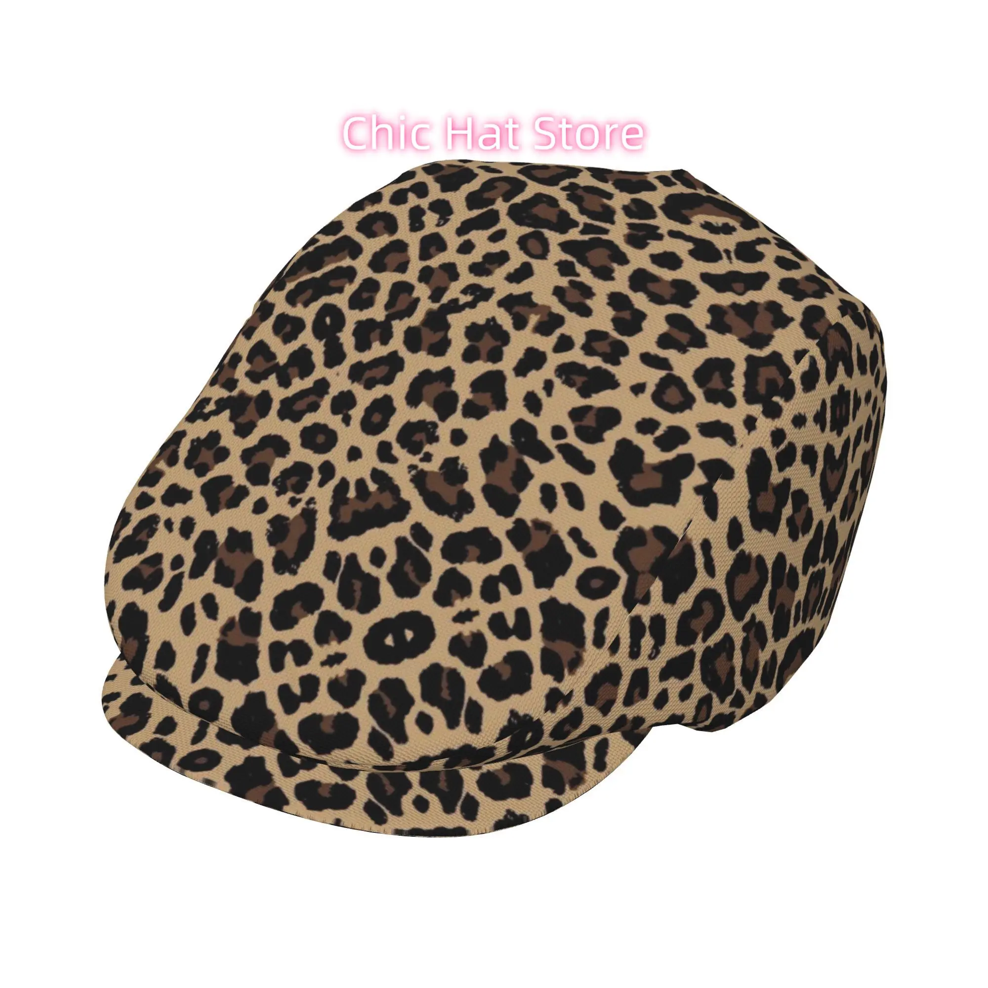 1pc Leopard Camouflage All-over Print Flat-top Hats for Men and Women, Newsboy Caps, Berets, Irish Hats, Driver Caps, Retro Hats