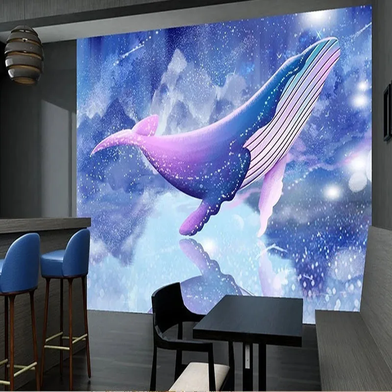 Custom Any Size Self-Adhesive Nordic Cartoon Fish Warm Bedroom Bedside Children Background Wall Covering Home Décor Tapety