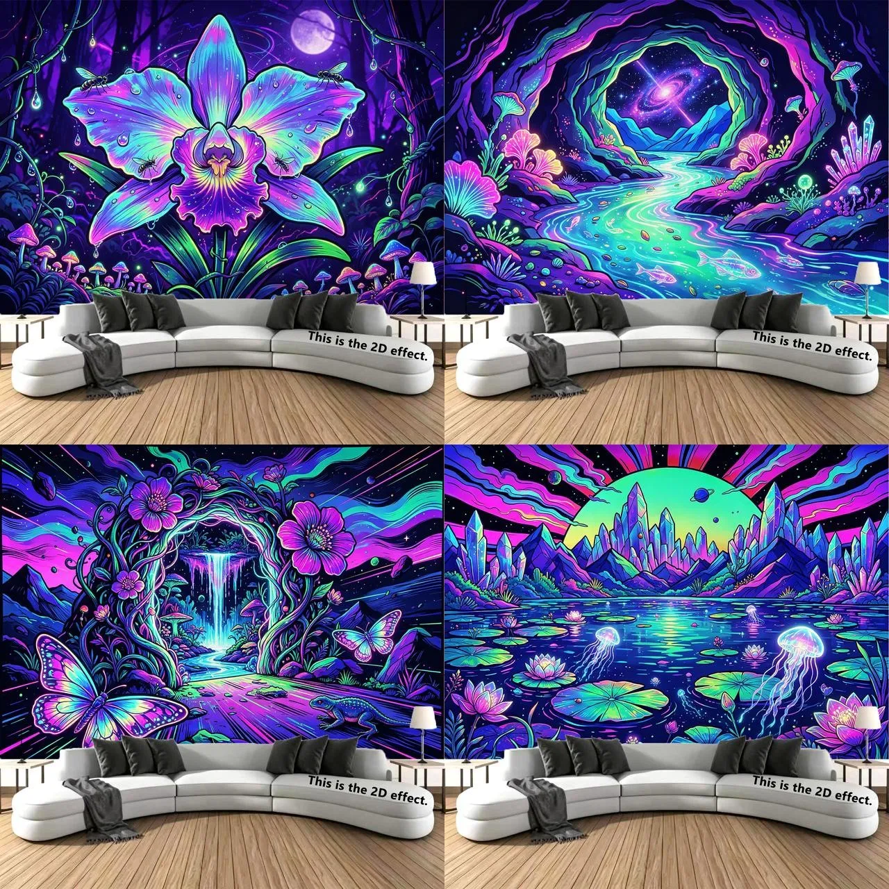 Psychedelic Neon Fantasy Background Tapestry For Bedroom, Bedside Decoration, And Dormitory Use