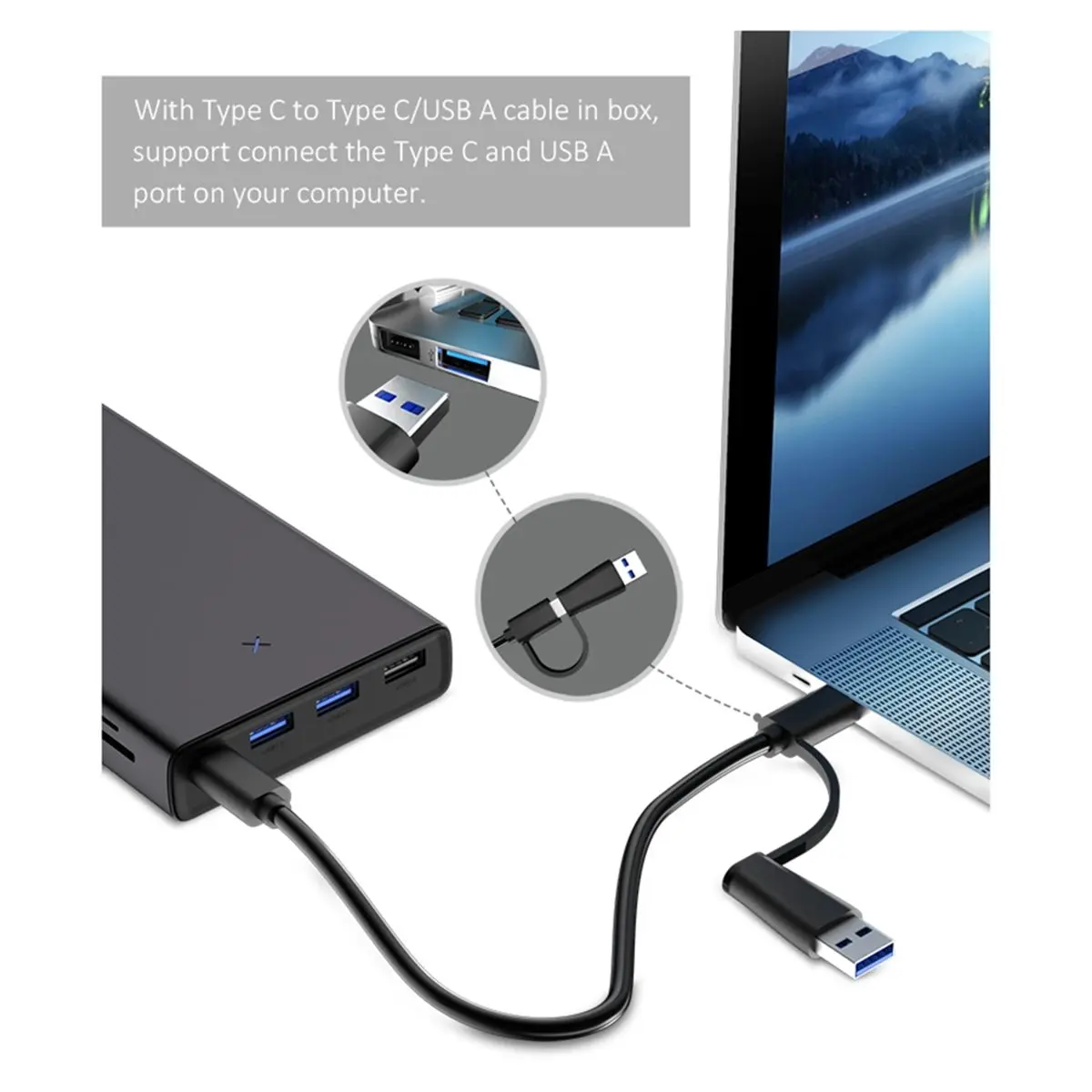 USB C HUB with Hard Drive Enclosure 2.5 SATA to USB 3.0 Type C Adapter for External SSD Disk HDD Case