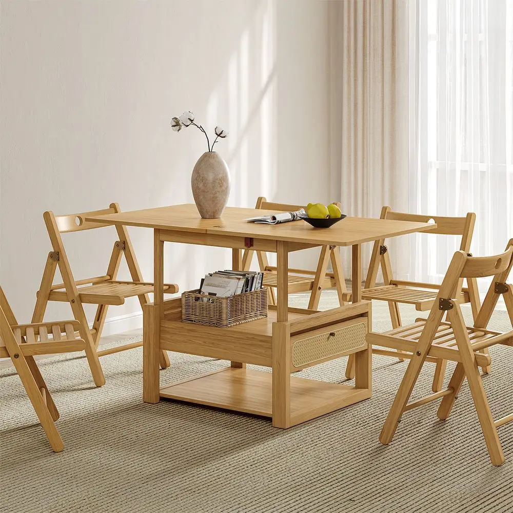 

2025 new new design, 47-inch folding wooden dining table with panel furniture