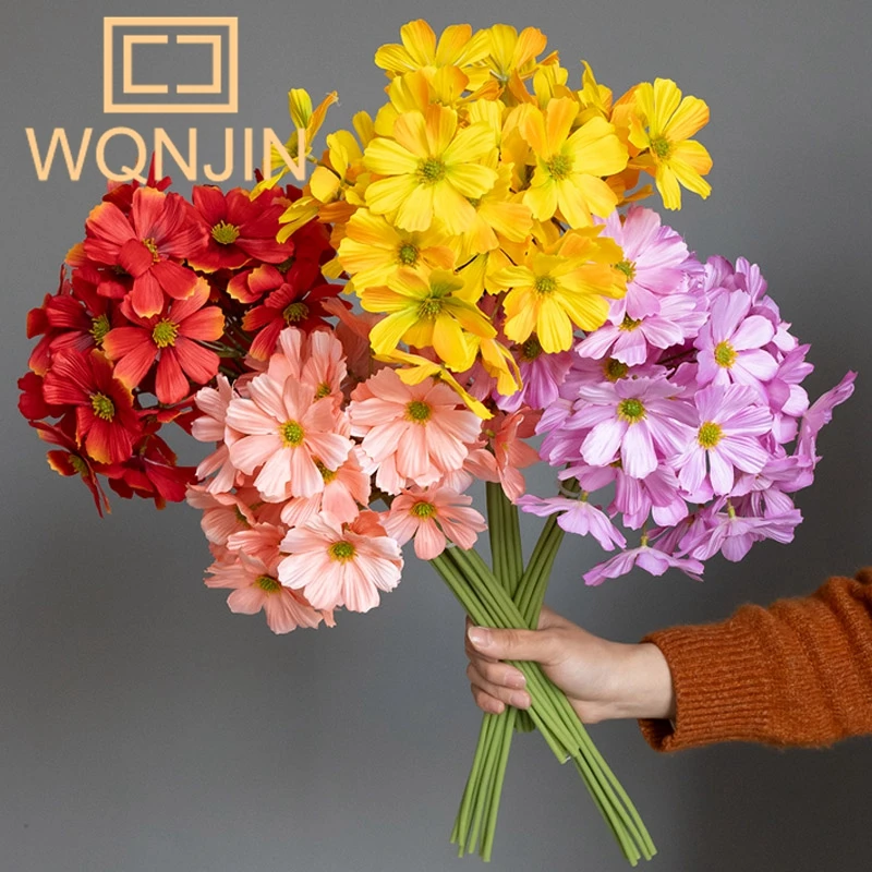 6 unids/lote de flores de crisantemo simuladas para decoración de boda, arreglo Floral, decoración de oficina, decoración del hogar