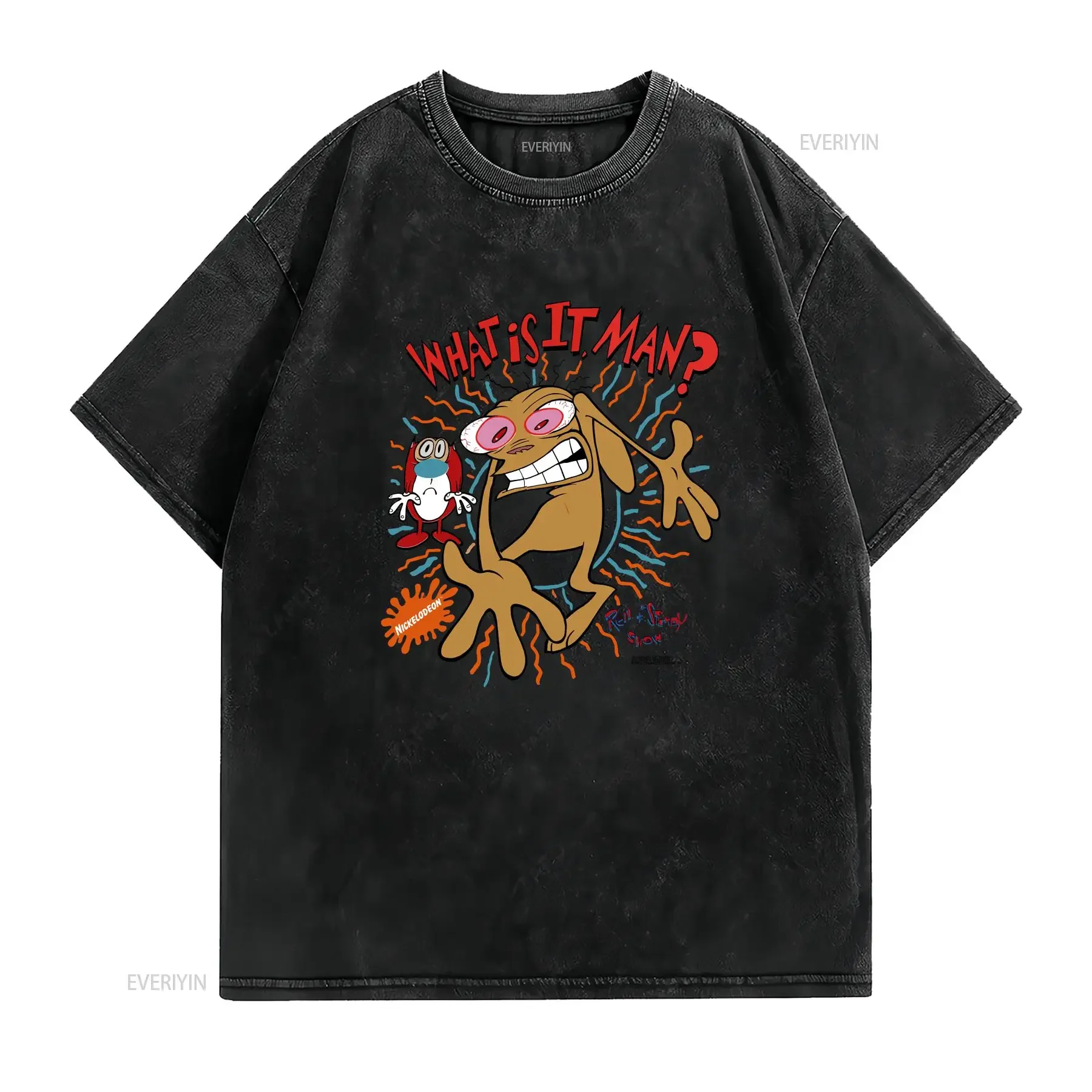 Ren and Stimpy Cartoon  T Shirt Full Size S 5XL LE587 vintage Washed graphic Casual Breathable Stylish homme fashion Versatile